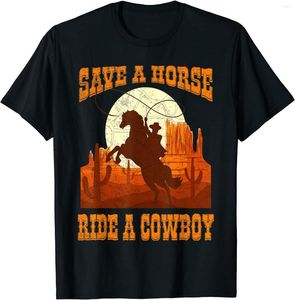 Herren T-Shirts Save A Horse Ride Cowboy Oansatz Baumwollhemd Männer Casual Kurzarm T-Shirts Tops Harajuku