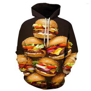 Męskie z kapturem Hamburger 3D Bluza Fun Bluza uliczna Hiphop Asian Size S-6xl