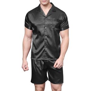 Mäns sömnkläder Tony Candice Satin Silk Pyjamas Shorts For Men Rayon Silk Sleepwear Summer Male Pyjama Set Soft Nightgown For Men Pyjamas 230310