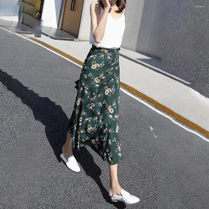 Skirts 2023 Womens Mid Length Floral Print Plus Size Long Maxi Skirt Boho Saia Midi