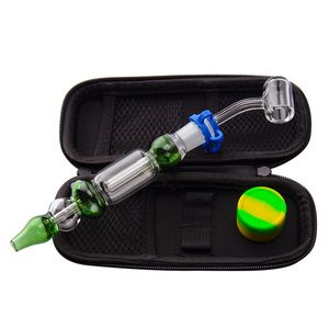 NC011 smoking kit 5.8 inches Glass filter Pipes With 14mm 10mm Gr2 Ti-Tip Quartz Banger Nails Stainless Dab Tool Zipper Case Mini Dab Rigs for Smoking