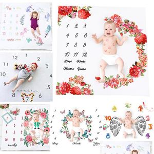 Mats Super Cute Nordic Style Baby Po Sheet White Ground Letter Flower Printed Backdrop Pography Prop Shoots Sheets Drop Delivery Kid Dhhjp