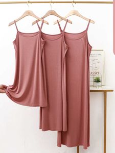 Vestidos casuais Camisóislos femininos completos deslizamentos de espaghetti cinta longa de cor sólida modal solto verão 90 a 120cm Y2302