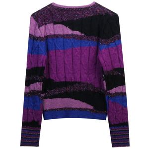 306 2023 Brand Mesmo estilo suéter de manga longa Purple suéteres femininos Crew pescoço pano de moda Mingmei