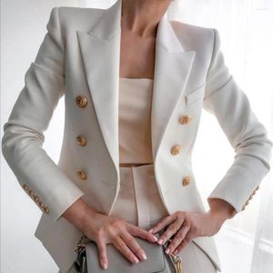 Women's Suits Women Blazer Solid Color Double Breasted Autumn Winter Fashion Long Sleeve Lapel Stylish Office Suit Jacket