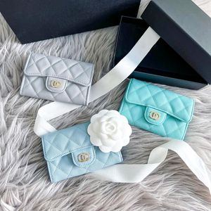Lyxdesigners kanalväska små kaviar passkortshållare Purses Womens Men Keychain Case Pocket Organizer Bag äkta läderplånbok