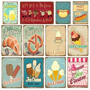 Delicious Food art tin decor Fruity Pie Ice Cream Metal Tin Signs Wall Painting Plaque Vintage Poster Pub Bar Cafe Shop House Home art painting Decor size 30x20cm w02