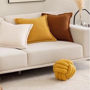 Kissen weiche einfache Abdeckung 45x45 cm Fleece Elfenbein brauner Kaffeeschein für Home Dekorationsbett Sofa Couch Warm