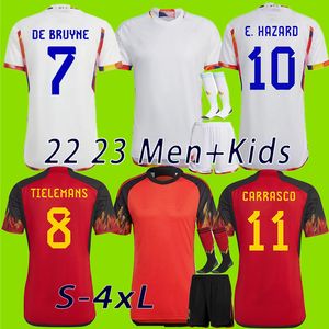 Futbol Formaları 2022 Kelime Kupası Batshuayi R.Lukaku Carrasco Futbol Gömlekleri Tielemans de Bruyne Jersey de Bruyne Milli Takım Çocuk Kiti Oyuncu Versiyonu Milot Belge