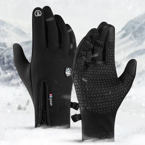 Велосипедные перчатки зимние водонепроницаемые велосипедные перчатки Мужчина мотоцикл черный теплый экран с экраном пальца перчатка MTB Велосипедные лыжные лыжи 230309