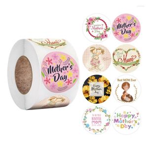 Gift Wrap Happy Mother's Day Stickers 500pcs/roll Round Self Adhesive Tag Decal For Envelope Seals Boxes Cards Party Favor