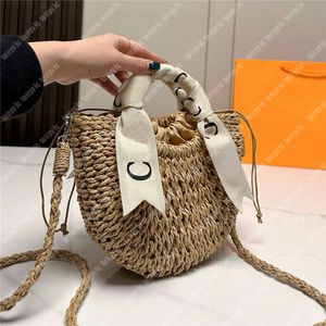 Beach Designer Straw Bucket Bag For Woman Luxury Handbags Fashion Summer Straw Crossbody Bags Ladies Vacation Tote Handbag