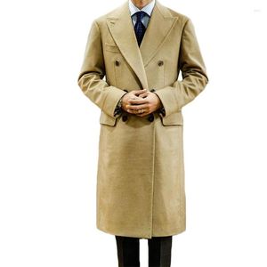 Men's Suits One Piece Men Est Khaki Wool Cotton Thick High Quality Formal Windbreaker Outfit Customized Double Breasted Long Coat