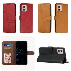 Motorola için Vintage Deri Cüzdan Kılıfları G53 G 5G G Stylus 5G 2023 Moto E13 E73 X40 Pro Edge 2023 Retro Dikey Çizgi Kapak Çerçevesi Kredi Kimlik