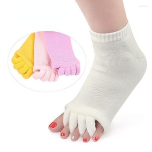 Women Socks Thick Five Toe Fingers Separator Foot Alignment Pain Relief Massage For Woman Braces Supports Kawaii