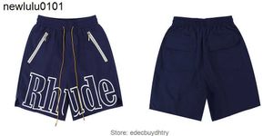 Surnta de verão masculino shorts 2023 nova marca de moda Rhude alfabet impressão masculina esportes de cordão casual curtos
