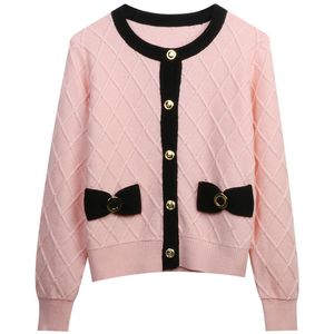 305 2023 Marca SAme Style Maglione Manica lunga Bianco Rosa Maglioni da donna Girocollo Cardigan Moda Stoffa mingmei