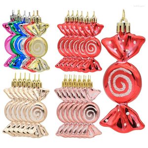 Party Decoration 6pcs/Box Christmas Candy Balls 2023 Gifts Color Pine Tree Pendants Home Decor