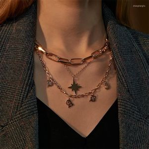 Hänghalsband 3 st/set guldfärg flerskiktsstjärna Stone Letter Boho dropphalsband för kvinnor 2023 Choker Bohemiska smycken