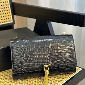 Łańcuchy worka crossbody Windelope Torebki Tassel torebka torebka Aligator skórzana kobiety Portfelki Flap Portfel mody metalowe litery przesuwane pasek na zwykły sprzęt hasp sprzęt