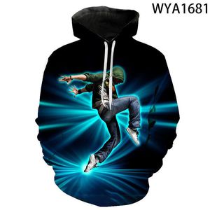 Męskie bluzy z kapturem 3d drukowane kobiety dzieci taniec uliczny moda swobodne bluzy chłopiec dziewczyna pullover streetwear płaszcz z kapturem