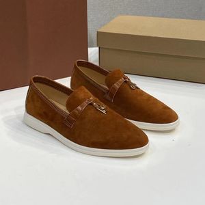 Sommer-Charme, verzierte Walk-Wildleder-Kleiderschuhe aus echtem Leder auf flachen Damen-Luxusdesignern, Freizeitschuhe, Fabrikschuhe, Herren und Damen, 35–45, mit Box