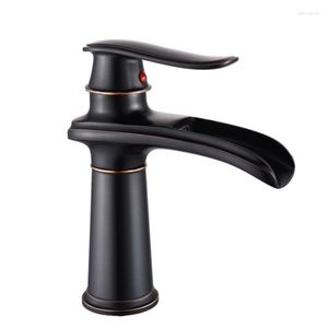 Bathroom Sink Faucets Basin Waterfall Faucet Single Handle Mixer Tap Bath Antique Brass Water