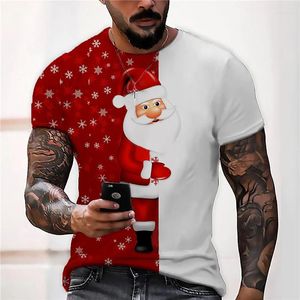Erkekler Tişörtleri 2023 Tuhaf Noel T-Shirt 3D Baskı Noel Baba Büyük Boy Tişörtleri Kısa Kollu Gömlek Topları Yılı Erkekler