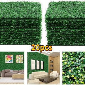 Decorative Flowers 20/10pcs Artificial Plants Grass Wall Backdrop Wedding Boxwood Hedge Panels Fence Greenery Walls Decor Fake Plant