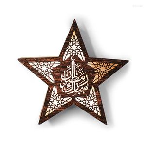 Nocne światła H7JB Ramadan Festival LED Star LED Wooden Wall Light Elegancka dekoracja Eid Home