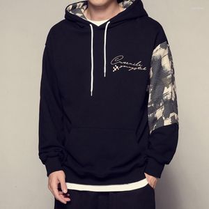 Men's Hoodies 5XL-M Men Harajuku Sweatshirt Women Streetwear Clothes Spliced Design Korean Letter Embroidery Hooded Pullover Clothing