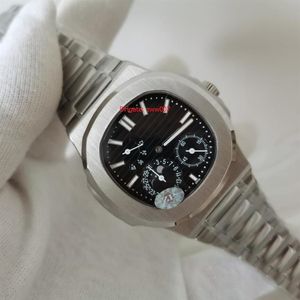 Top-Qualität Uhren Classic 40 5mm 3712 1A-001 Schwarzes Zifferblatt Power Reserve Edelstahl Mechanisch Transparent Automatik Herren Watc256b
