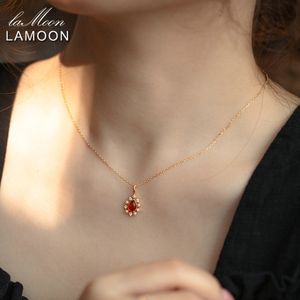 Colares pendentes Lamoon Colar Vintage Amber para mulheres Elegantes Bijou Pearl 925 Sterling Silver Semi Gold Jóias finas 230309