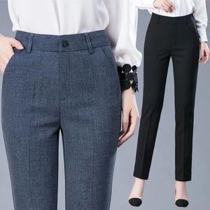 Calças femininas Capris High cintura calça feminina Black Work Office Office Straight Feminino Calça Casual Cinzente Calça de alta qualidade 230310