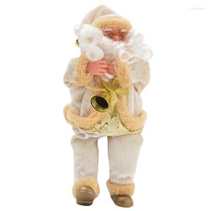 Christmas Decorations -Goods Sitting Santa Claus Doll Home Furnishing Gift Flannel Toys Xmas Table Decor Creamy-White