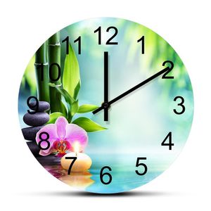 Wall Clocks Spa Still Life with Aromatic Wall Clock Zen Life Home Decor Candles Lotus Minimalist Modern Artwork Silent Movement Clock Watch 230310