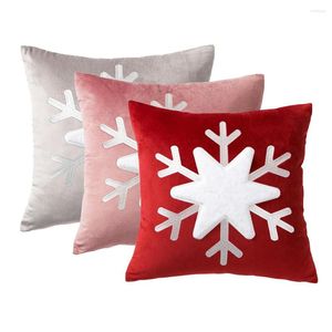 Pillow 45x45cm Christmas Pillowcase 3D Snowflake Plush Cover Sofa Bedroom Decor