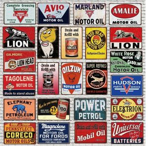 Vintage Mobil Oil Metal Tin Signs Mobiloil Metal Art Poster Champion Garage Wall Sticker Plack Plate Club Retro Målning Väggdekor Personlig konstdekor 30x20 W01