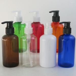 Garrafas de armazenamento 12pcs 220ml âmbar branco azul verde vermelho laranja laranja clara bomba de loção plástico shampoo chuveiro recipiente de embalagem