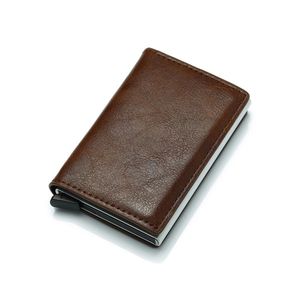 Nowy przybycie Uchwyt samochodu kredytowego antykradzieżowa automatyczna karta portfela Mężczyźni Mini skórzana męska torebka zagraniczna karta kredytowa handlowa 3085