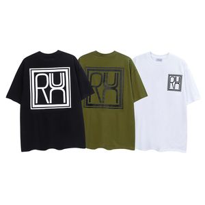 Rhude Mens Tasarımcı T Shirt Plaj Sandalye Tee Grafik Tee T-Shirt Özellikleri Rhude Script Logosu Ambroidered T-Shirt Custom-Fit Vintage Pamuk Kısa Kollu