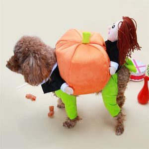 Dog Apparel Halloween Pet Cat Funny Carry Pumpkin Costume Doggy Fashion Cute Outwear Clothes Puppy Jackets Clothing Dogs Cats Jumpsuits1