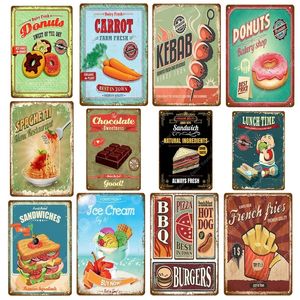 New wd 40 tin decor Donuts Sandwiches Ice Cream Vintage Metal Sign Kitchen Cafe Bakery Shop Decorative Plate Wall Plaque Painting Decor Art size 30x20cm w02