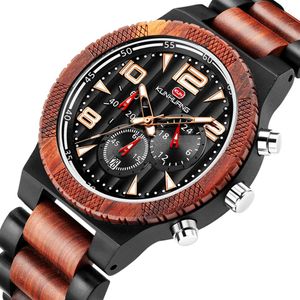 2021 Relojes Hombre Wooden Watch 남자 고급 고급 럭셔리 우아한 크로노 그래프 손목 Watch297i