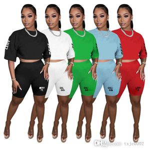 2023 Summer Clothing Women Tracksuits Designer Letter Printed Short Sleeve T-shirt Crop Top And Shorts Two Piece Sets Outfits