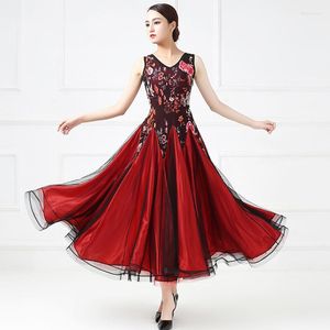 Bühnenkleidung, glattes Ballsaal-Kleid, Standard-Rumba-Tango-Tanzkostüme, Foxtrott, spanischer roter Flamenco