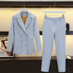 Kadınlar Suits Blazers Womens Suits Set 2 Parça Takım Kadın Sonbahar Mizaç İşleri Bayanlar Ofis Business üniforma ol ceket pantolon takım elbise 230310