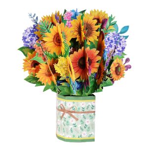 Presentkort 3D -partiförsörjning Bästa es gratulation Fällbar examen Säsong Flower Bouquet Card Family Friends Diy Craft Mothers Day Z0310
