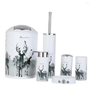 Bath Accessory Set Nordic Style Bathroom Dispenser Countertop Vanity Tumbler Toliet Brush