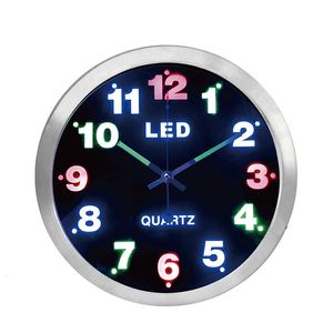 Zegarki ścienne cyfrowe zegar ścienny metalowy mechanizm zegara LED Kreatywny salon sypialnia ciche zegary WEALL HOME DEKUR ZEGAR SCIENNY Prezent FZ482 230310